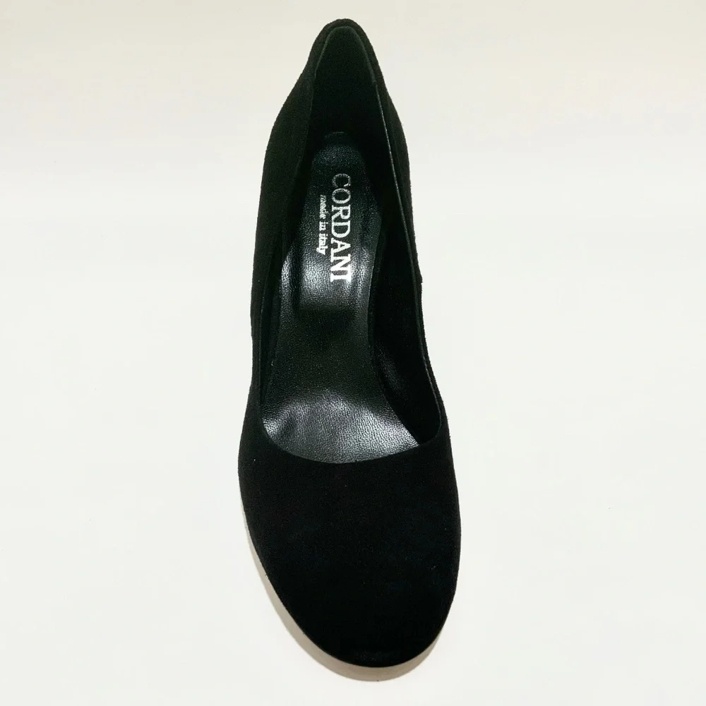 CORDANI Hannette Black Suede Leather Shoes Round Toe Womens Block Heel Pump 37 - Picture 10 of 11